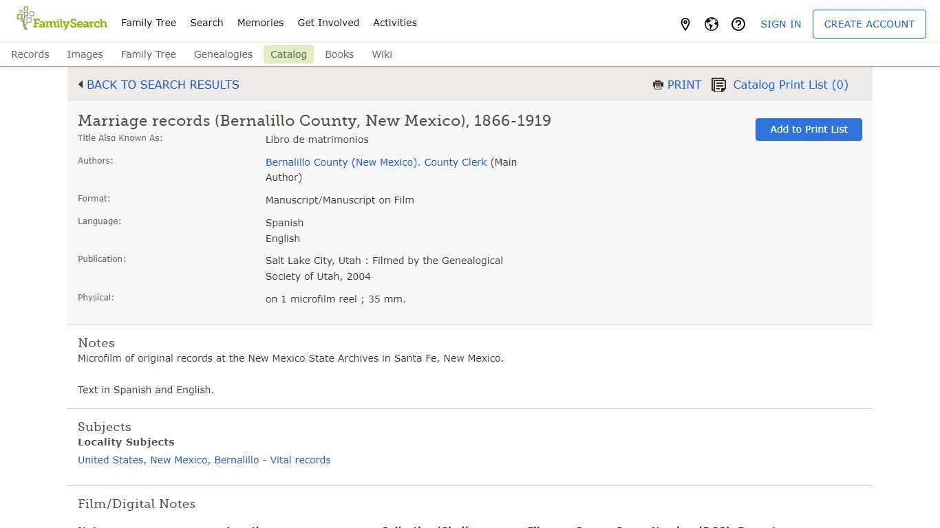 Marriage records (Bernalillo County, New Mexico), 1866-1919