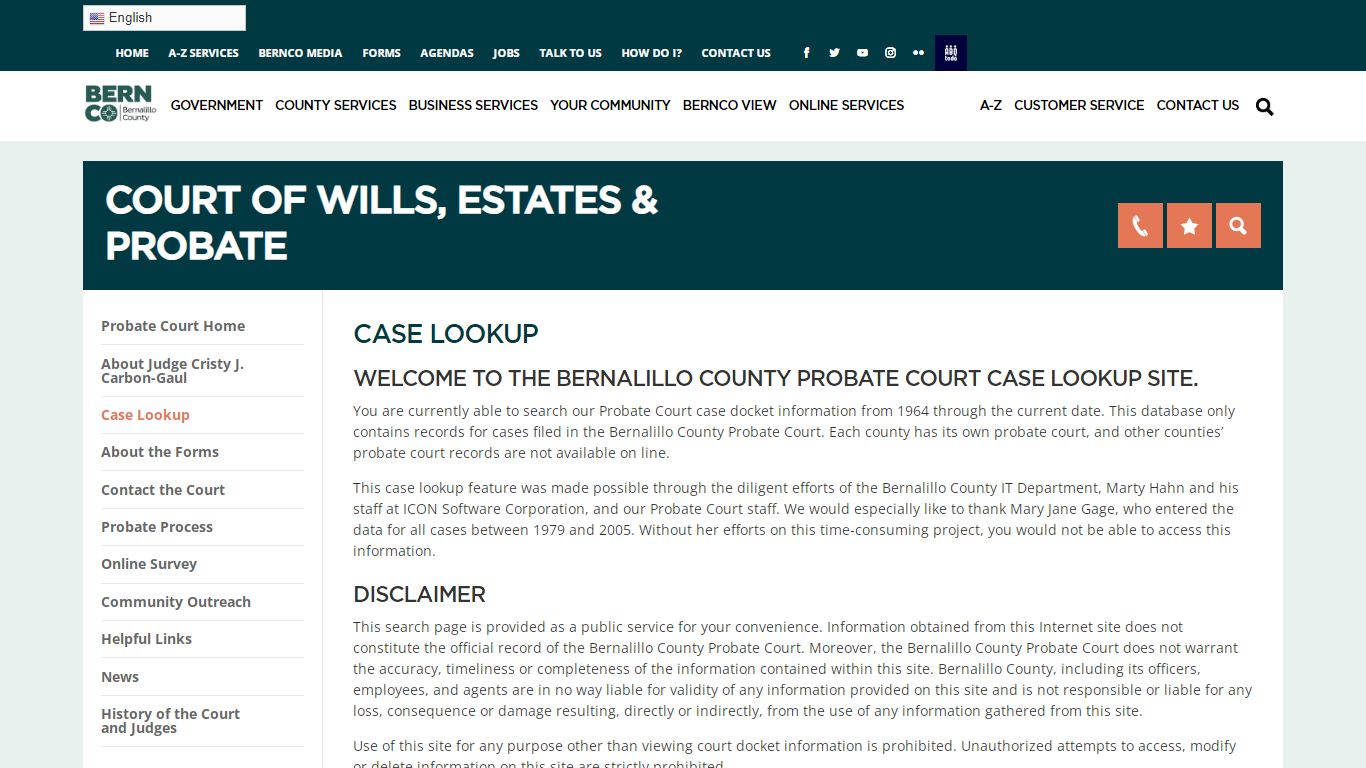 Case Lookup - Probate Court